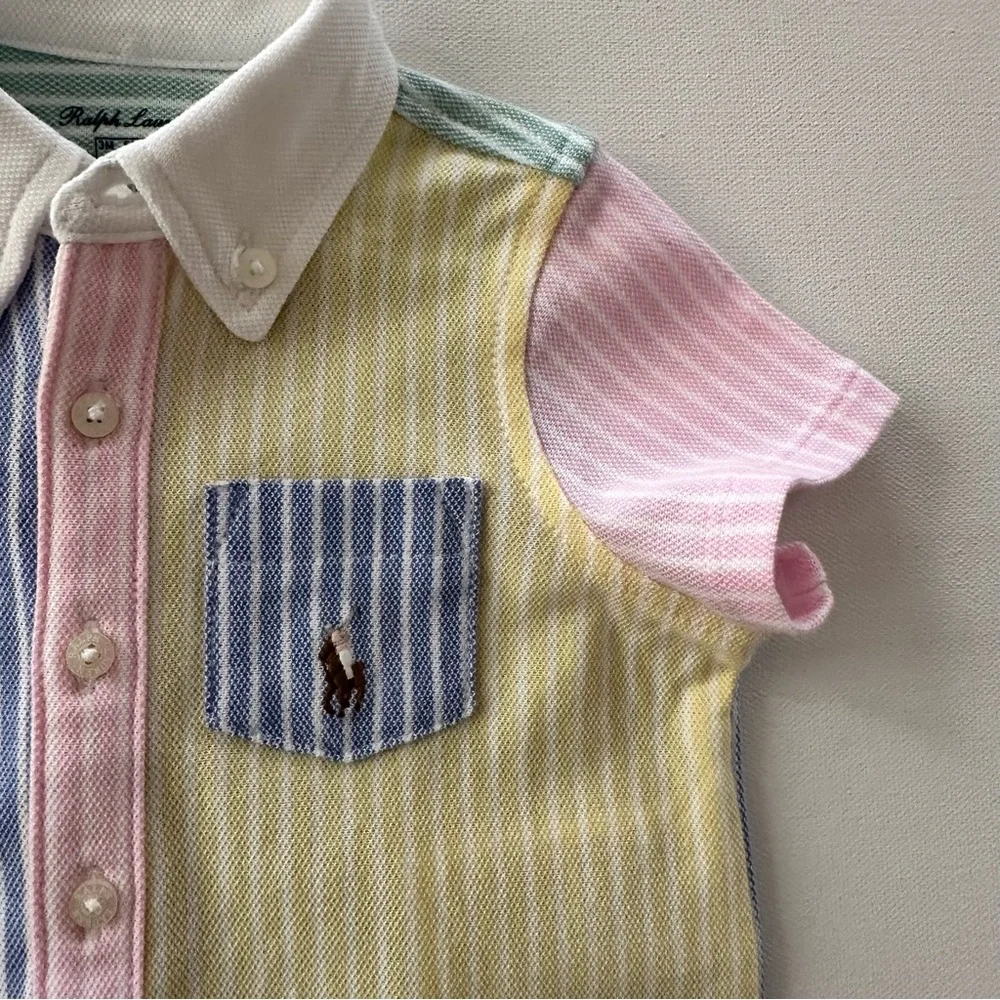 Ralph Lauren 3 Months Baby Boy Pastel Romper Spring Summer Easter Pink Yellow